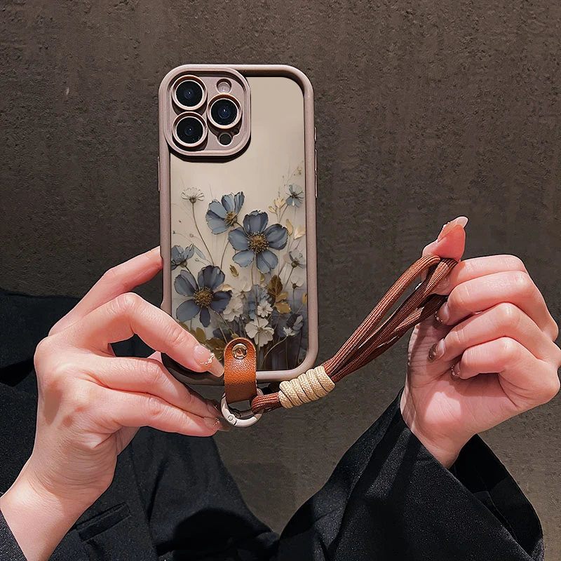 Фото Чехол для телефона с синим цветочным ремешком-шнурком для Samsung Galaxy Note 20 S24 S22 S23 S25 S26 Plus S24 FE S23 S24 S25 Ultra A56 №5