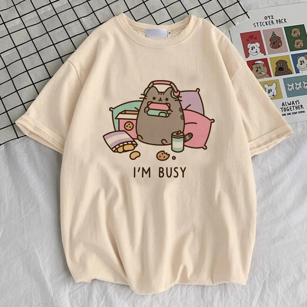 Фото Рубашка Pusheen для подростков Y2k 2000-х годов с графикой в стиле ретро 80-х годов каваи футболка цифровой университет винтаж Харадзюку гранж хип-хоп №1