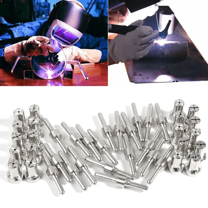 

40pcs Plasma Cutting Torch Consumable Cutting Extended Long Plasma Cutter Kit 40A PT31 Plasma Torch Tip Electrode Nozzle