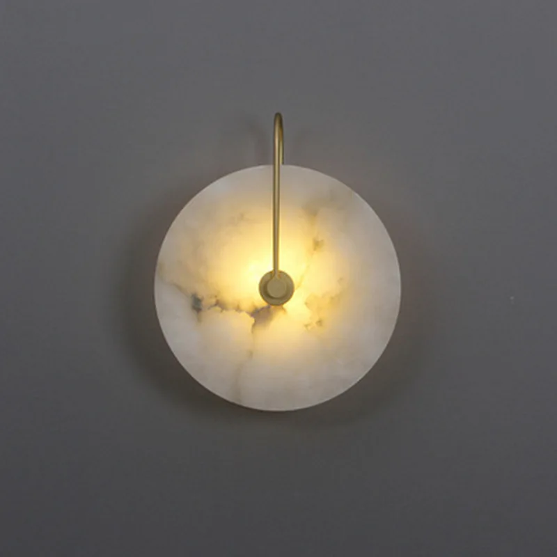 

Modern Wall Lamp Natural Marble Lampshade Metal Base Indoor Interior Wall Lights Chinese Style Living Room Dinning Room