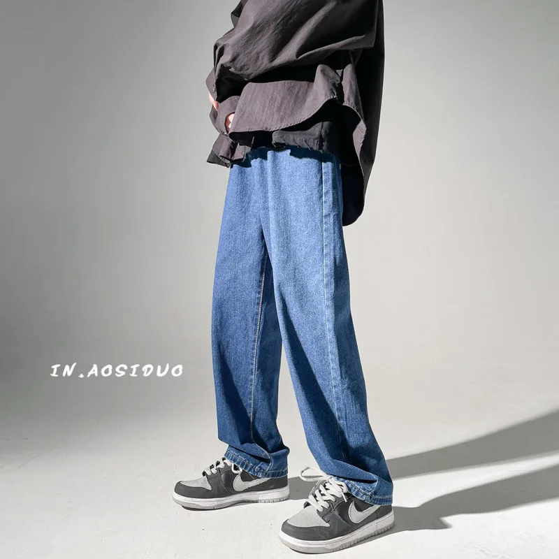 Black/Blue/White Jeans Men Fashion Casual Baggy Jeans Men Streetwear Loose Hip Hop Straight Denim Pants Mens Trousers S-2XL
