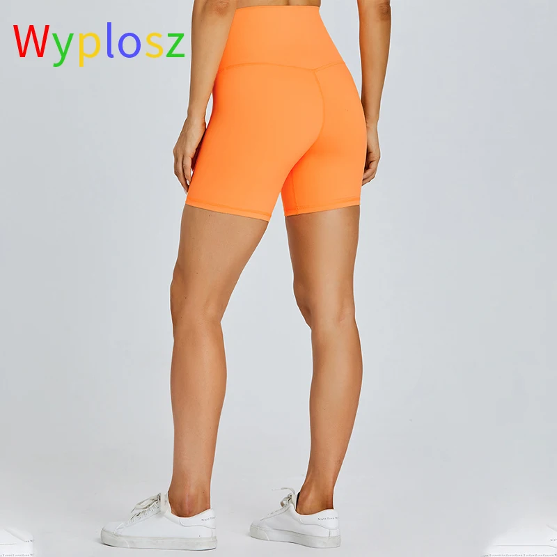 Wyplosz Nude Nylon Fitness Jogger Yoga Shorts High Waist Solid Color Sports Slim Gym Female Double-sided Sanding Push Up Summer