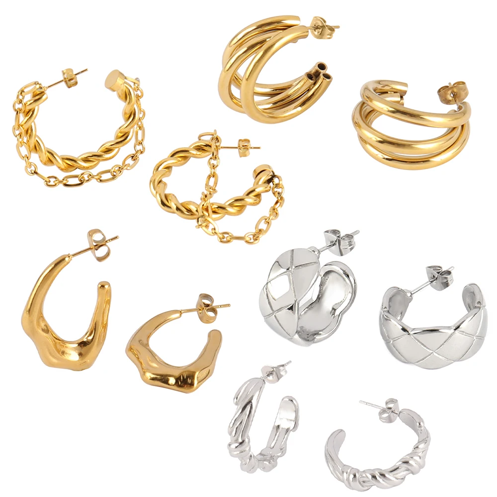

Korean Jewelry Stainless Steel Earrings Gold earrings for women brincos 2021 feminino Jewelry Party Minimalist Jewelry Wholesale