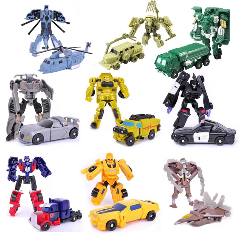 

9pc/Set Mini Robot Car Toys Transformation Cars Kid Action & Toy Figures Plastic Deformation Boys girls Gifts For Children