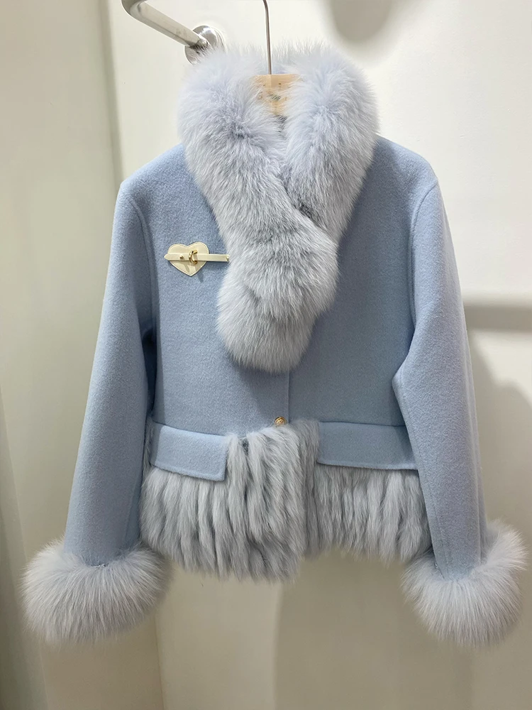 Женское кашемировое шерстяное пальто верхняя одежда с воротником из