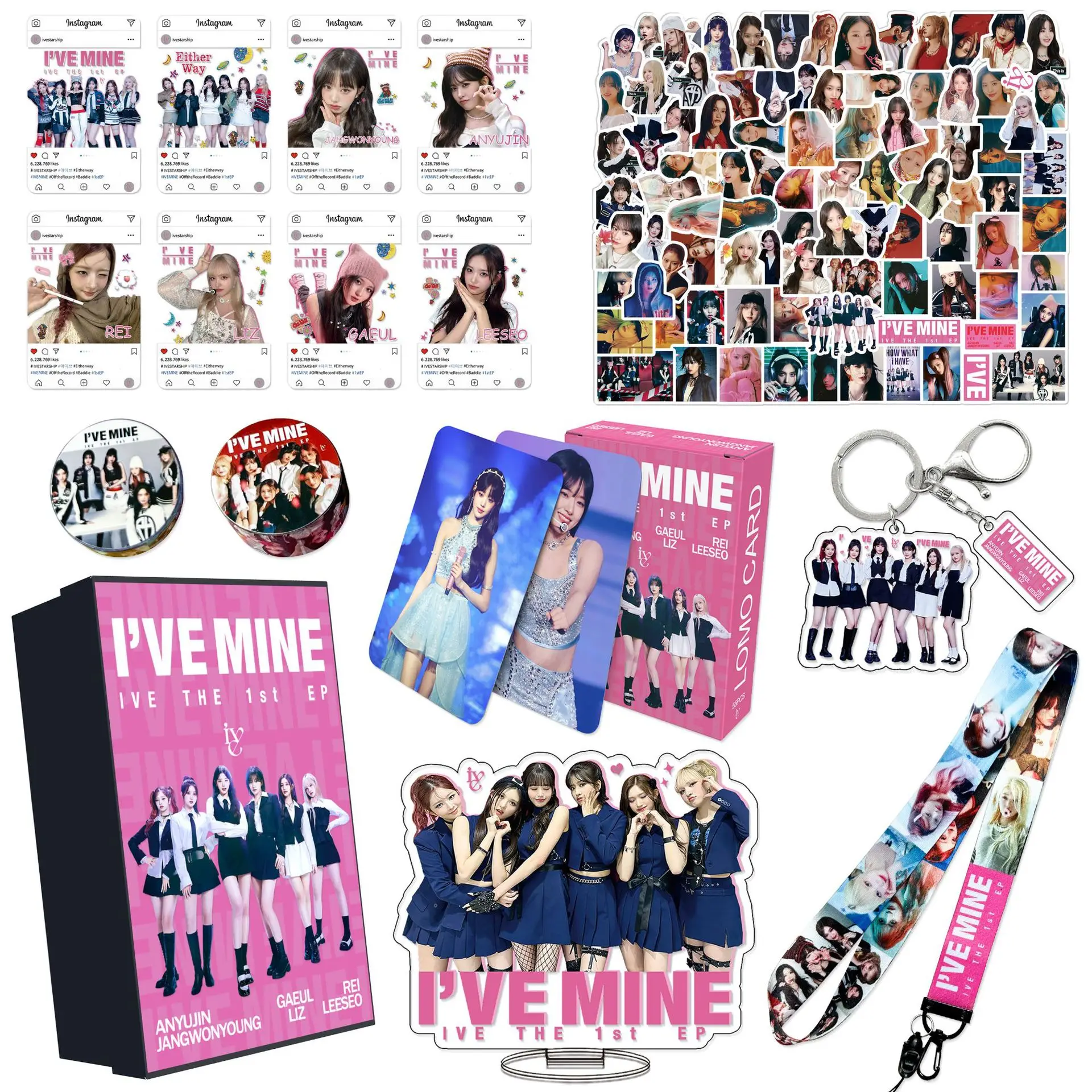 Подарочная коробка KPOP IVE альбом Ihas MINE ломо-карты ручная лента для аккаунта