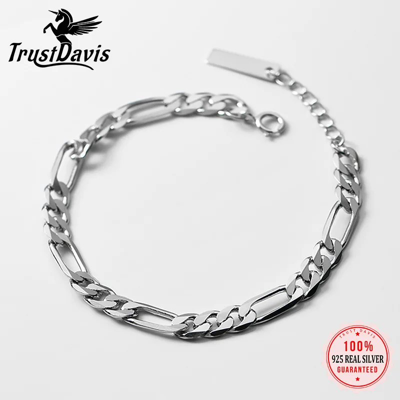 

TrustDavis Настоящее серебро 925 пробы, модная Милая темпераментная цепочка, Шарм-браслет для женщин, ювелирные изделия для свадебной вечеринки ...