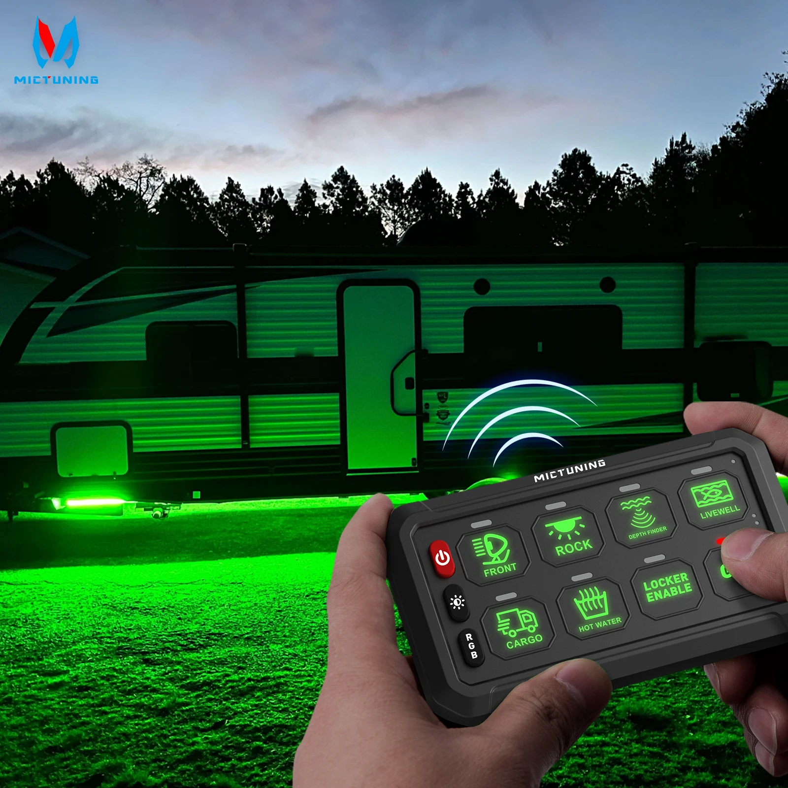 Панель переключателя MICTUNING RGB 8 каналов 12 В 24 беспроводная регулируемая яркость