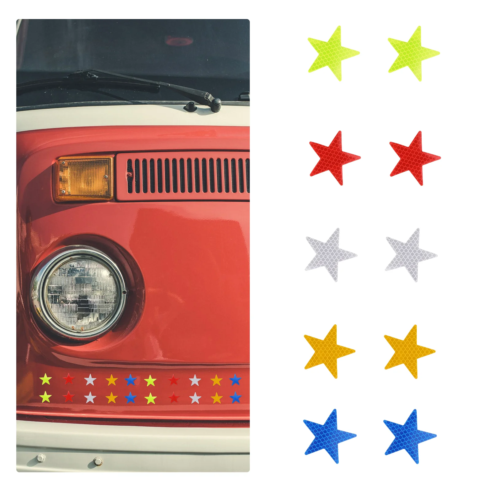 

20Pcs Star Reflective Sticker Car Warning Sticker Car Bumper Stickers Car Sparkle Decals Automobile Stripe Sticker