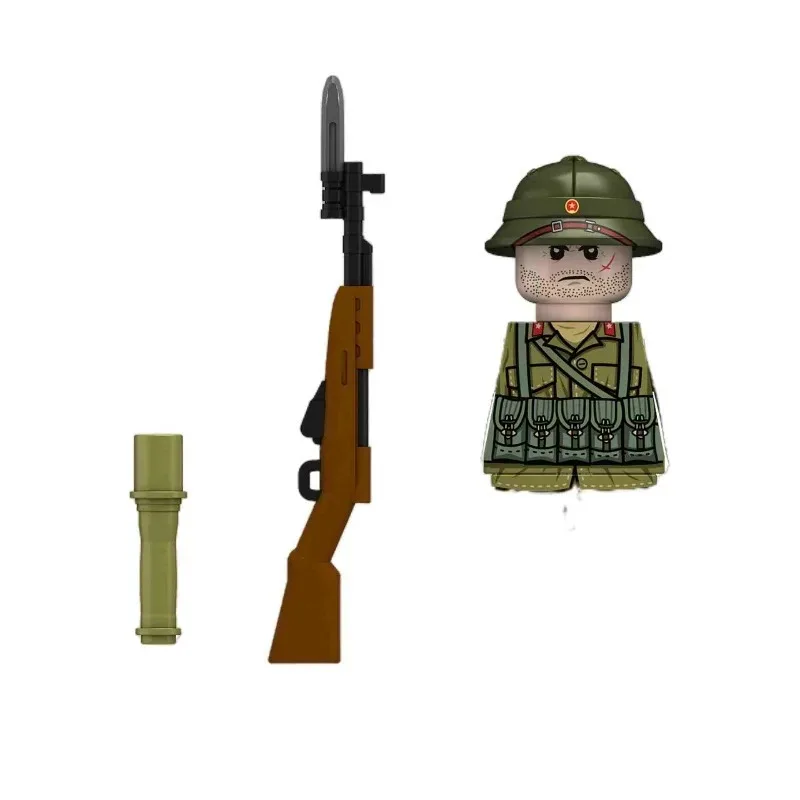 Фото 2025MOC WW2 Война во Вьетнаме Военные солдаты Строительные блоки Вьетнамская американская армия Пехотные шлемы Оружие Кирпичи Игрушки для мальчиков №4