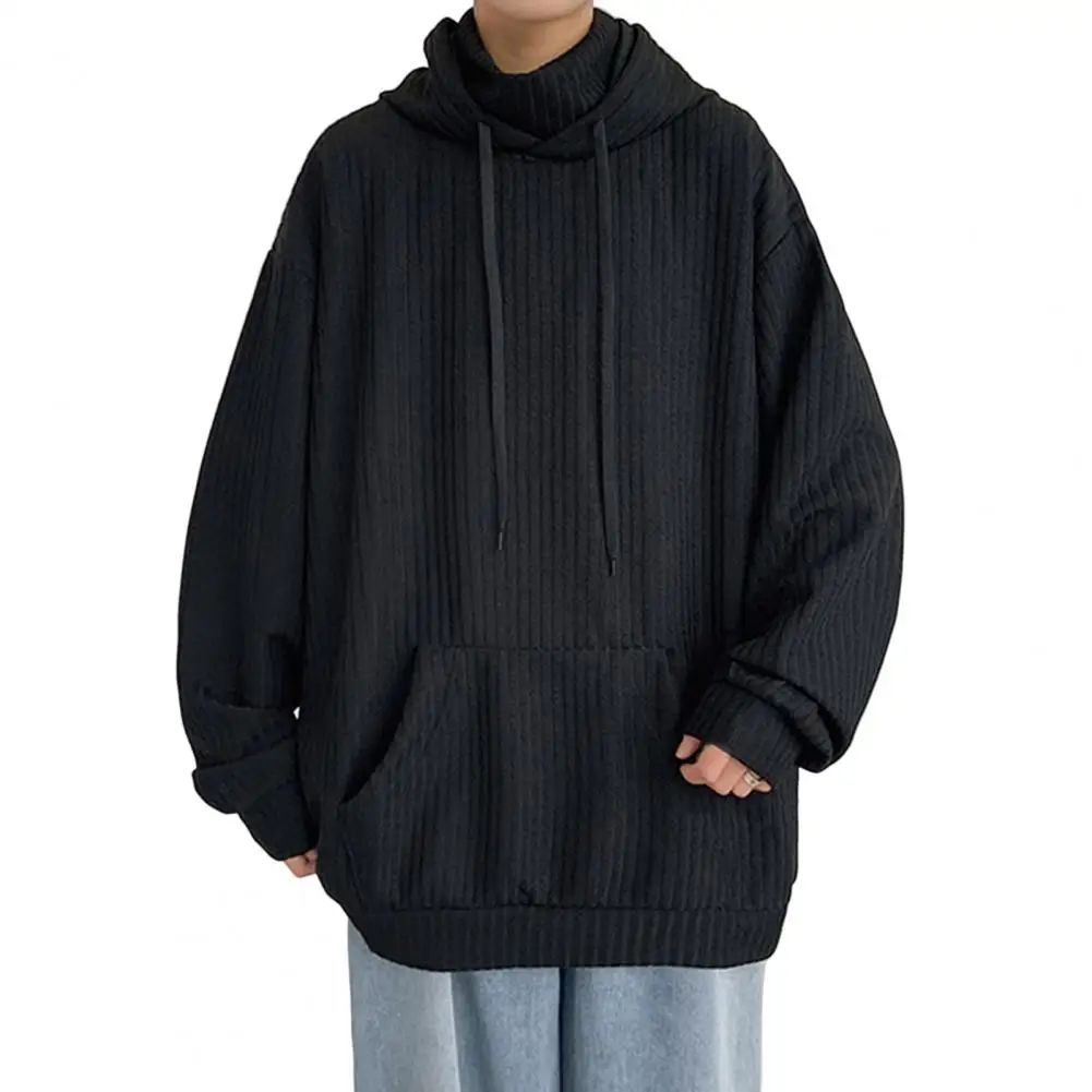 

Hooded Sweatshirt Drawstring Mid-Length Men Fall Winter Warm Woolen Hoodie