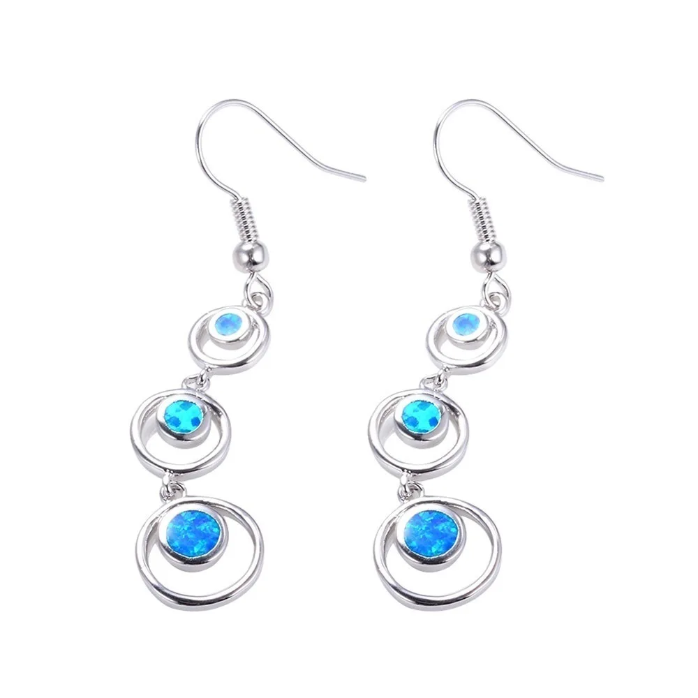 

Opal Drop Earrings Round Cut Opal Eardrop Opal Jewelry Gift for Woman