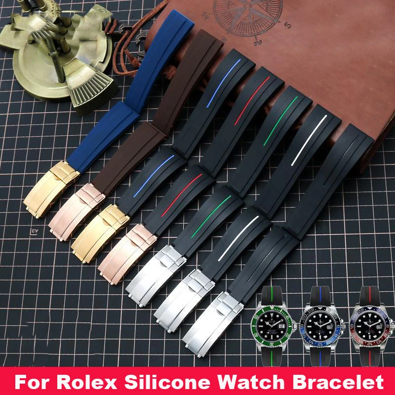 For Rolex Omega DAYTONA WATER GHOST Yacht-Master SUBMARINER Silicone Watch Bracelet Watch Accessories Rubber Watch Strap 20mm