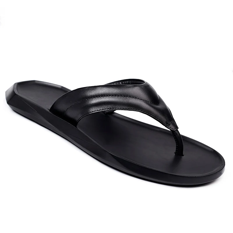 

Men Slippers Flip Flops Beach Outdoor Anti-skid cowhide Sandals Business Breathable High Quality Genuine Leather Casual Shoes