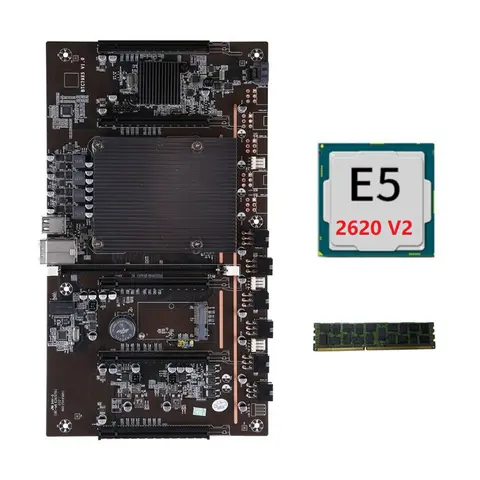 Материнская плата для майнинга BTC X79 H61 с поддержкой LGA 2011 DDR3 3060 3070 3080 Видеокарт с процессором E5 2620 V2 + оперативной памятью RECC 4G DDR3