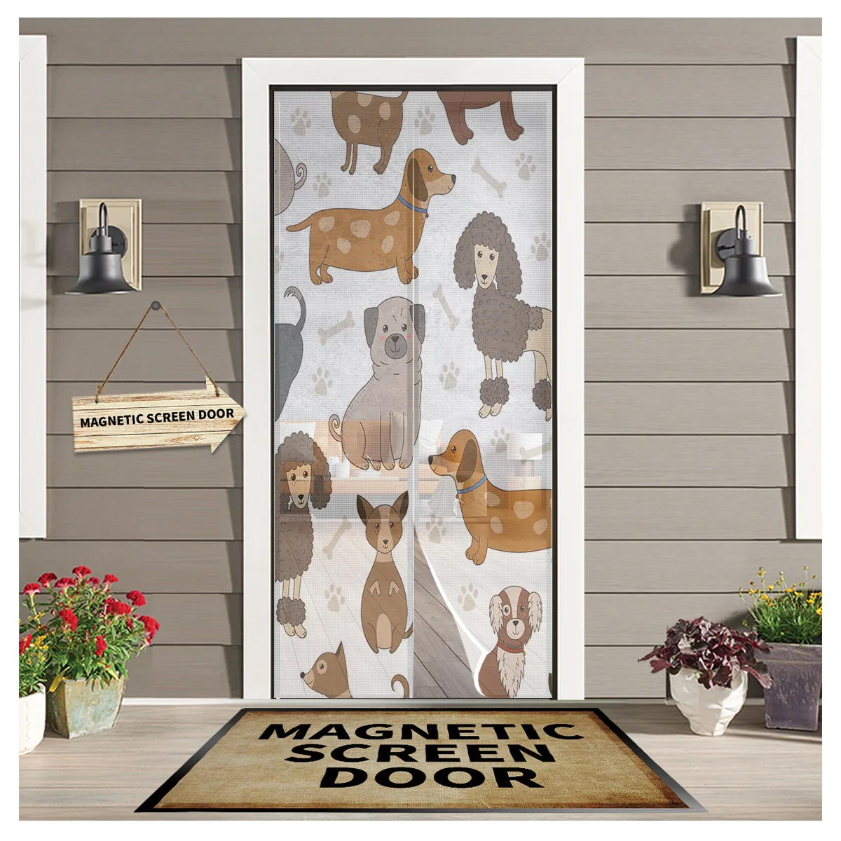 

Дверная занавеска с магнитным экраном с изображением животных собаки альпаки для дома и спальни