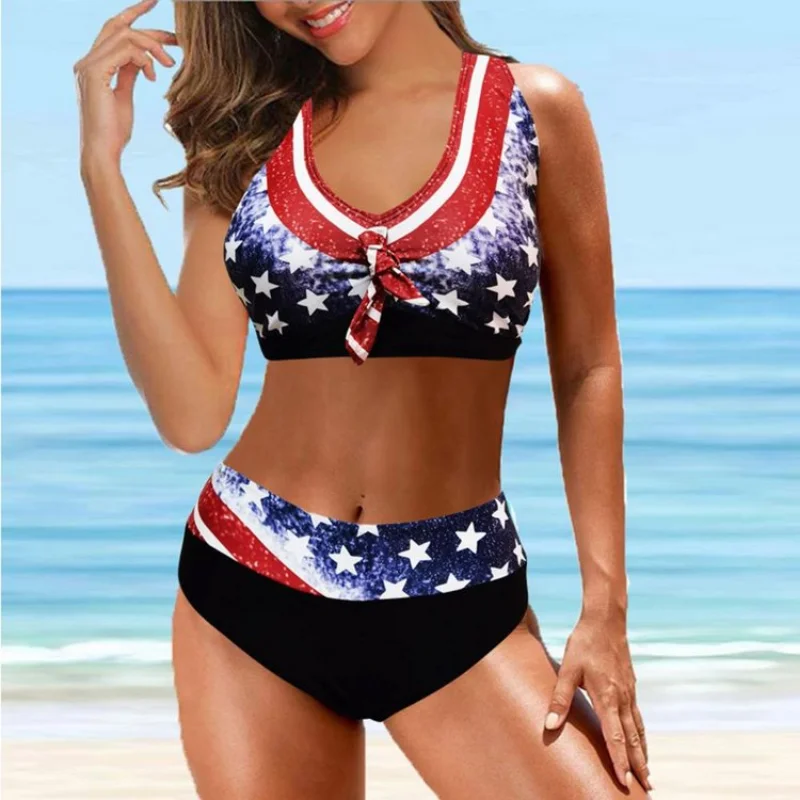 

Женский пикантный комплект бикини, бикини в цветную полоску с эффектом пуш-ап, новинка 2022, летний бюстгальтер с подкладкой, большой размер, б...