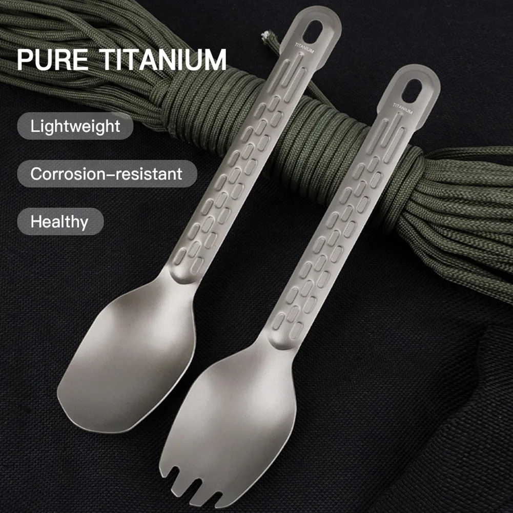 

1pc Titanium Spork Spoon Long Handle For Camping Dinner Spork Cutlery Flatware Outdoor For Home Camping Picnic Accessories