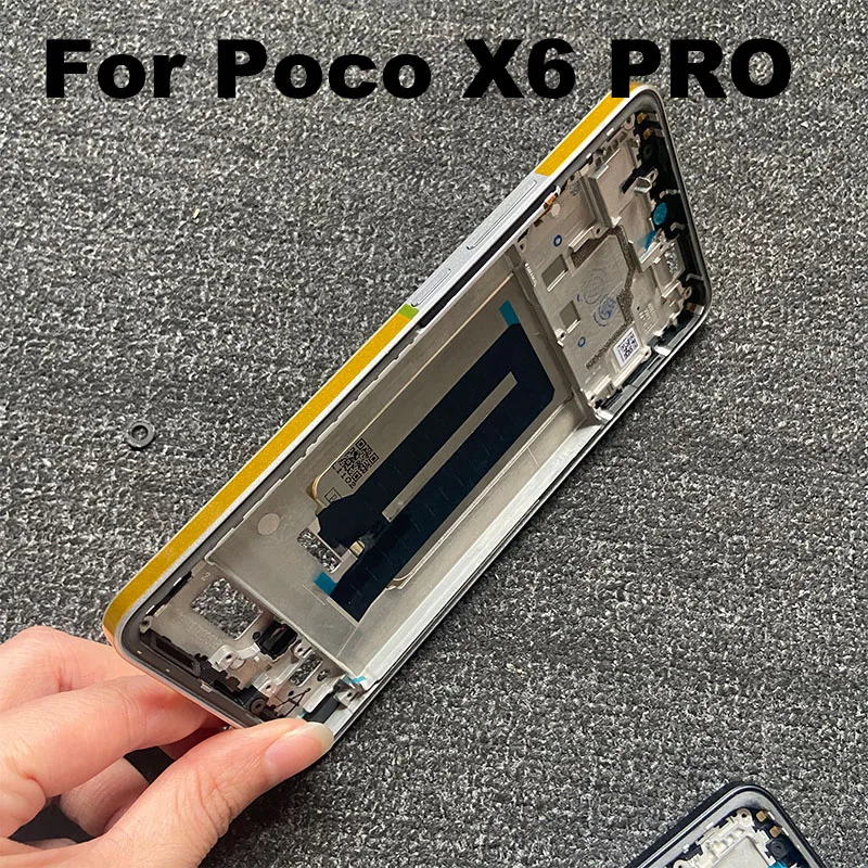 Для Xiaomi Poco X6 Pro 5G LCD передняя рамка средняя Корпус + кнопки Запчасти для смартфона