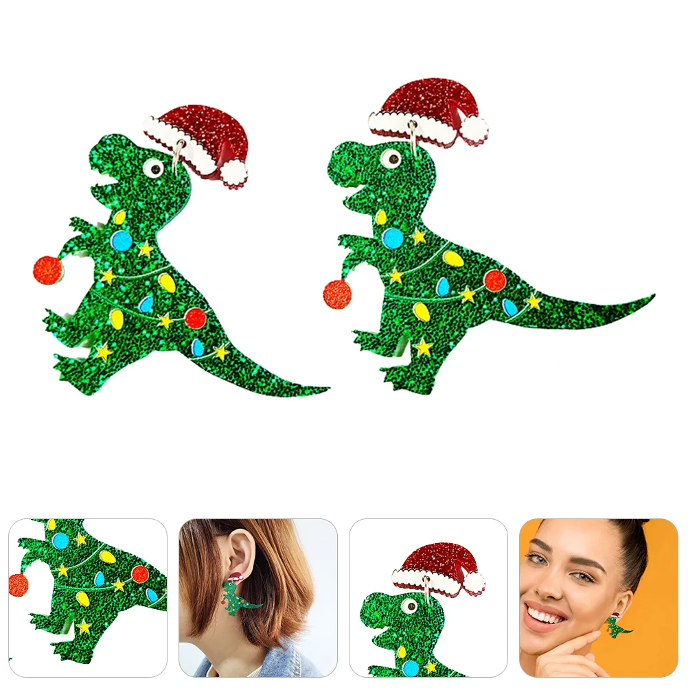 

1 Pair Creative Dinosaur Christmas Earrings Lovely Christmas Dangle Earrings