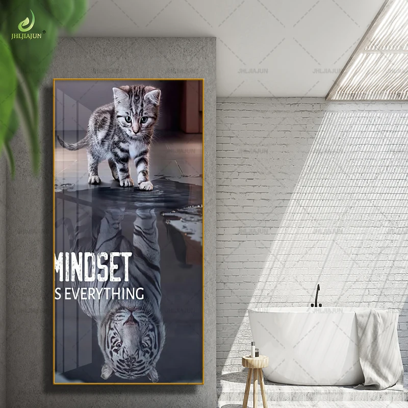 Оригинальная домашняя гостиная Золотая рамка тигр вход фон Хрустальная