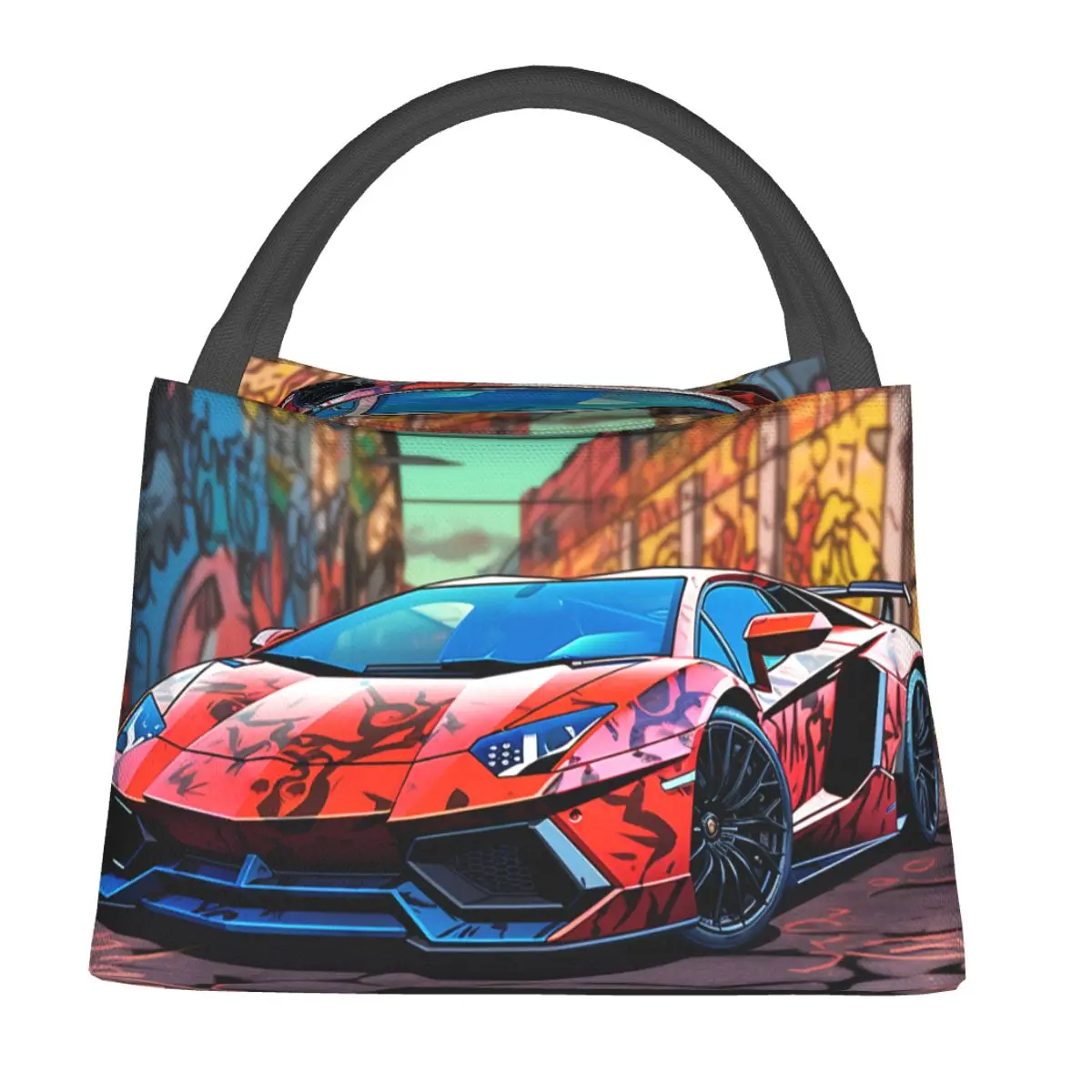 

Luxury Sports Car Lunch Bag Various Styles Wall Graffiti School Lunch Box For Men Designer Tote Food Bags Portable Cooler Bag