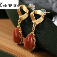 qeenkiss eg5213 fine jewelry wholesale fashion woman bride mother birthday wedding gift water drop agate 24kt gold stud earrings