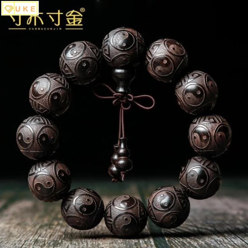 

Taoist рукоятка из черного дерева, цвет красного дерева, ламбрекен, восемь диаграммов Tai Chi, рыба Инь и Ян для защиты мира, счастливая пара