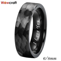6mm 8mm couples tungsten wedding band for men women i love you stamped black tready hammered engagemnt ring comfort fit