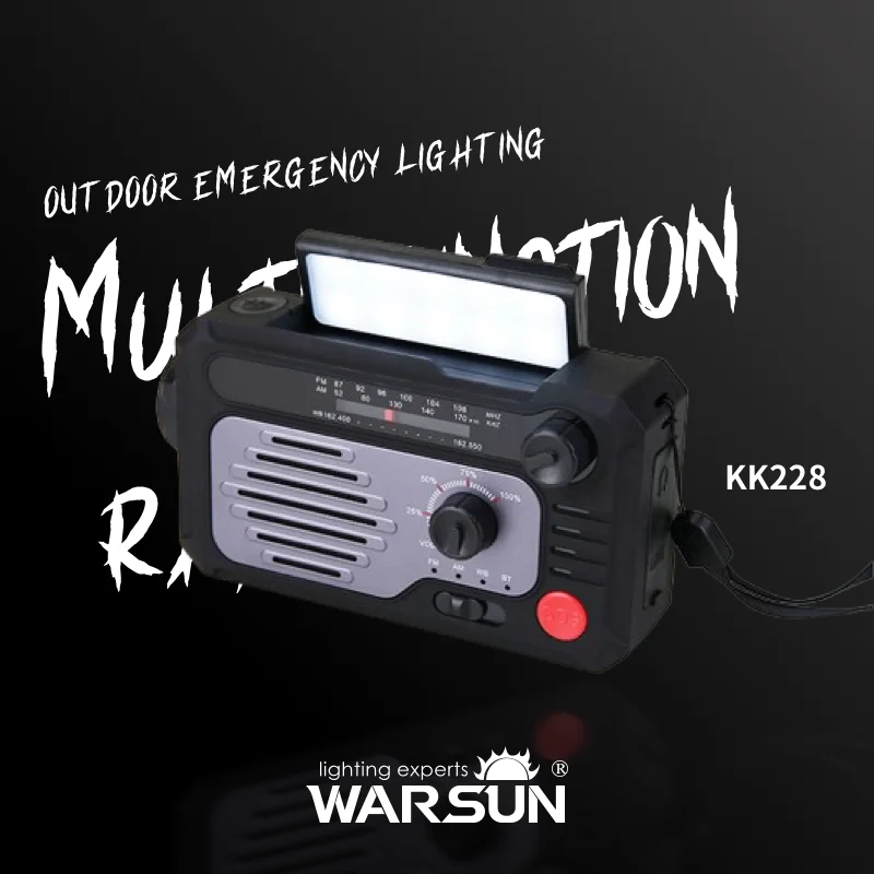 WARSUN KK228 Аварийное радио с фонариком и функцией оповещения о погоде NOAA ручная