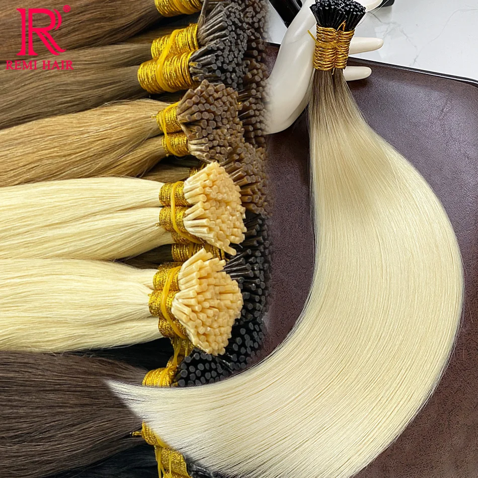 100% Real Straight I Tip Hair Extensions Capsules in Human Hair Fusion Natural Vietnamese Keratin Pre-bonded Blonde Hair Bundles