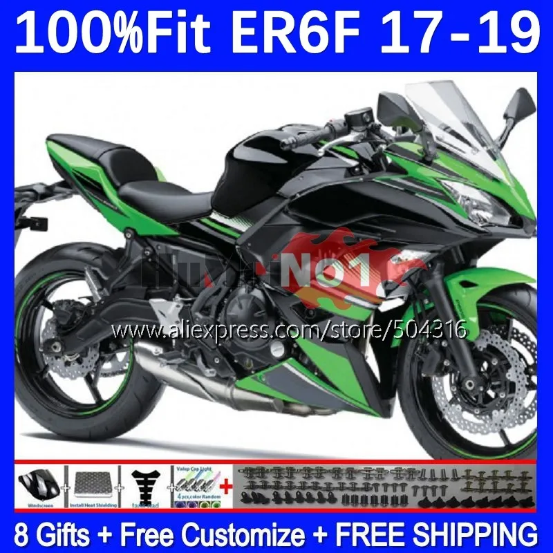 

Injection Body For KAWASAKI NINJA 650R green stock ER-6F ER6 ER 6F 6 F 175MC.10 ER6F 17 18 19 650 R 2017 2018 2019 OEM Fairing