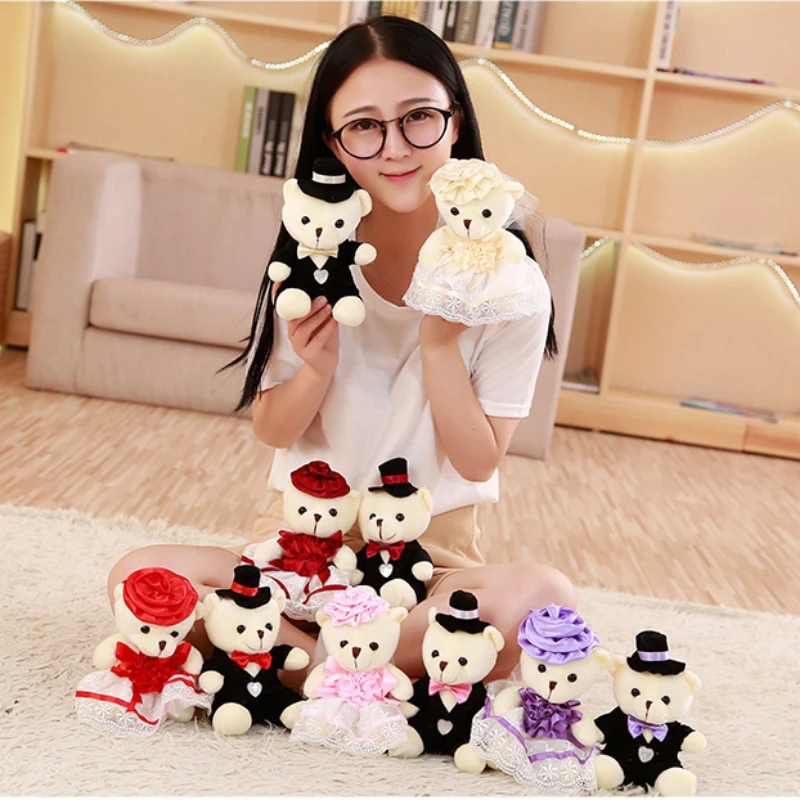 2 шт./пара 15 см Kawaii мягкие куклы пара медведей Свадьба мишка плюшевые игрушки