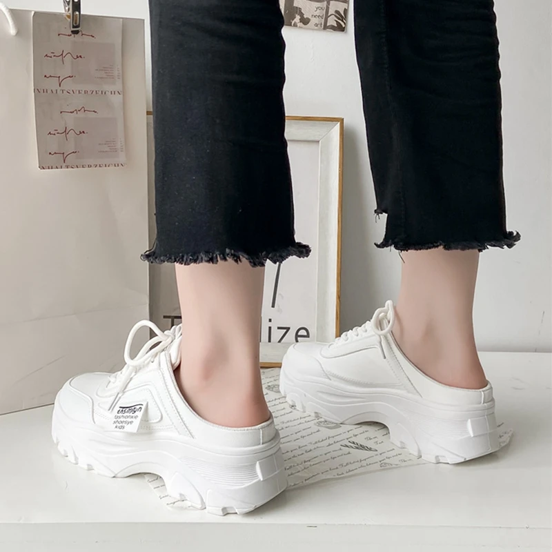 Women Sports Slippers 2023 New No Heel Daily Casual Shoes Non-slip Lace Up Female Platform Shoes Sneakers Women Zapatillas Mujer