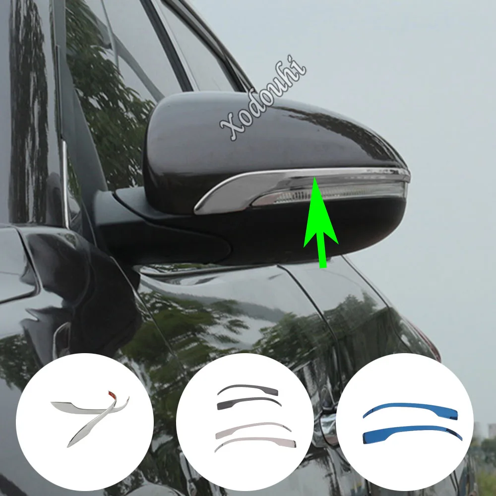 

Car ABS/Steel Back Rear View Side Door Mirror Eyebrow Styling Stick Trim Frame Hood 2PCs For Hyundai Tucson 2019 2020 2021 2022