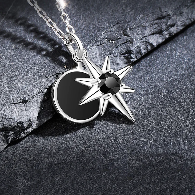 

Personality Octagonal Star Compass Pendant Necklace for Men Women's Long Chain Necklace Hip Hop Jewelry Accessories