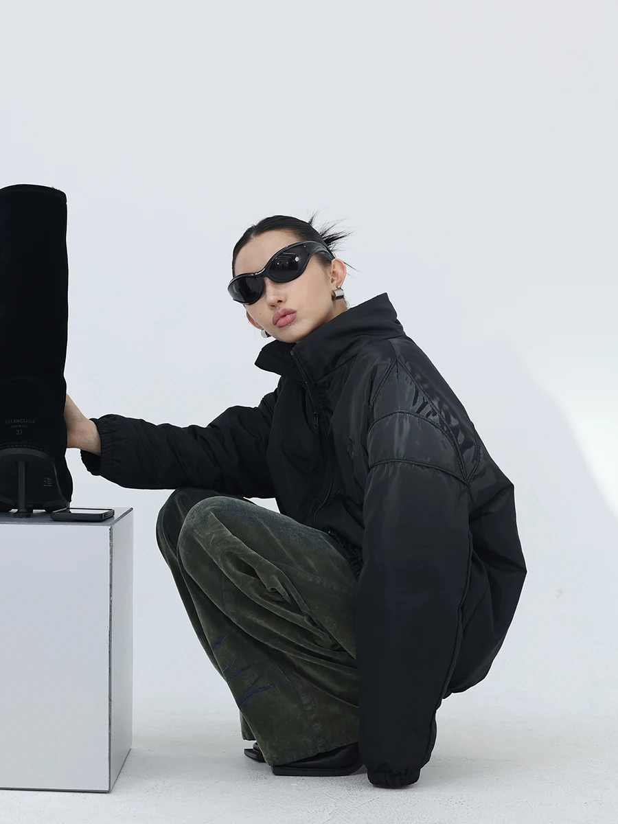 Meizhong Fuzzykon Original Double Liner Anti-skid Cotton Craft Black Logo Embroidery Three-Dimensional Line Profile Cotton-pa...