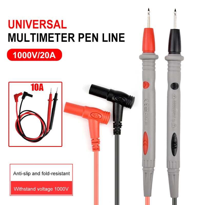 

10A/20A Universal Probe Test Leads Pin For Digital Multimeter Needle Tip Meter Multi Meter Tester Lead Probe Wire Pen Cable