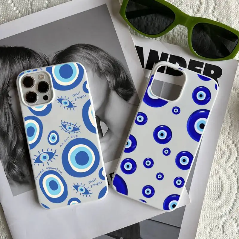 Lucky Eye Blue Evil Eye Print Phone Case For iPhone 14 12 13 11 Pro Max Mini XR X XS MAX SE 7 8 Plus Cover Shockproof Fundas