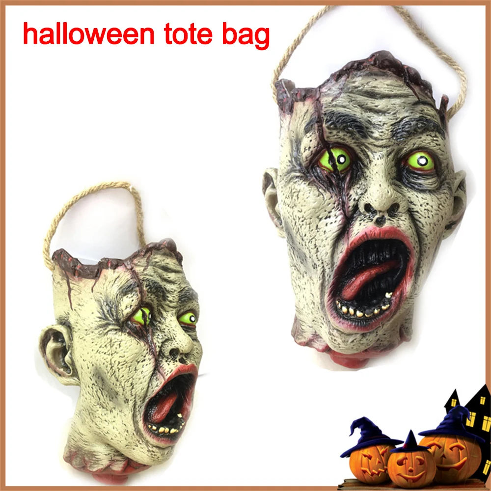 

Страшная искусственная голова, торчащий язык, подарок на день ребенка на Хэллоуин, детский мешок для конфет, подвесные украшения