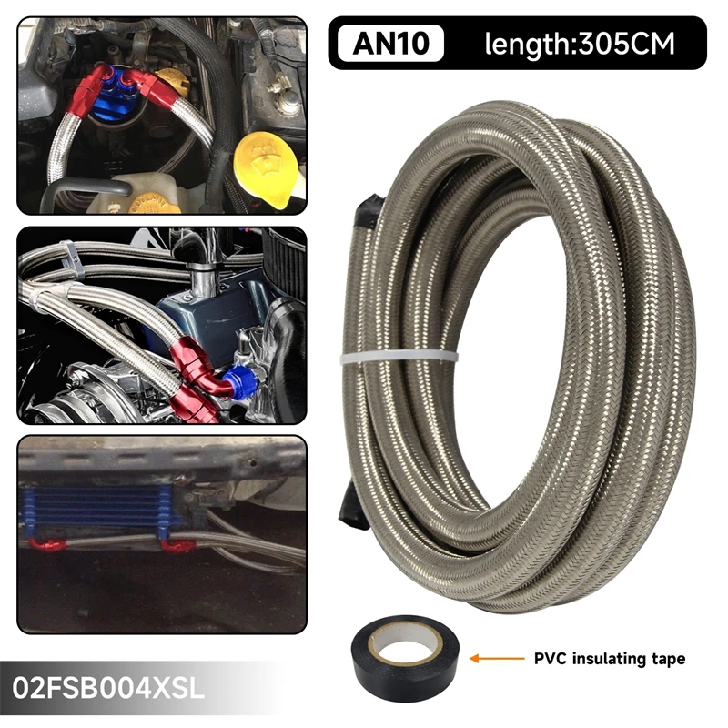 

10FT 3M /16.4FT 5M AN10 Nylon / Steel Stainless Steel Braided Fuel Line Hose For Fuel Return Line Oil Feed Line Diesel Fluid