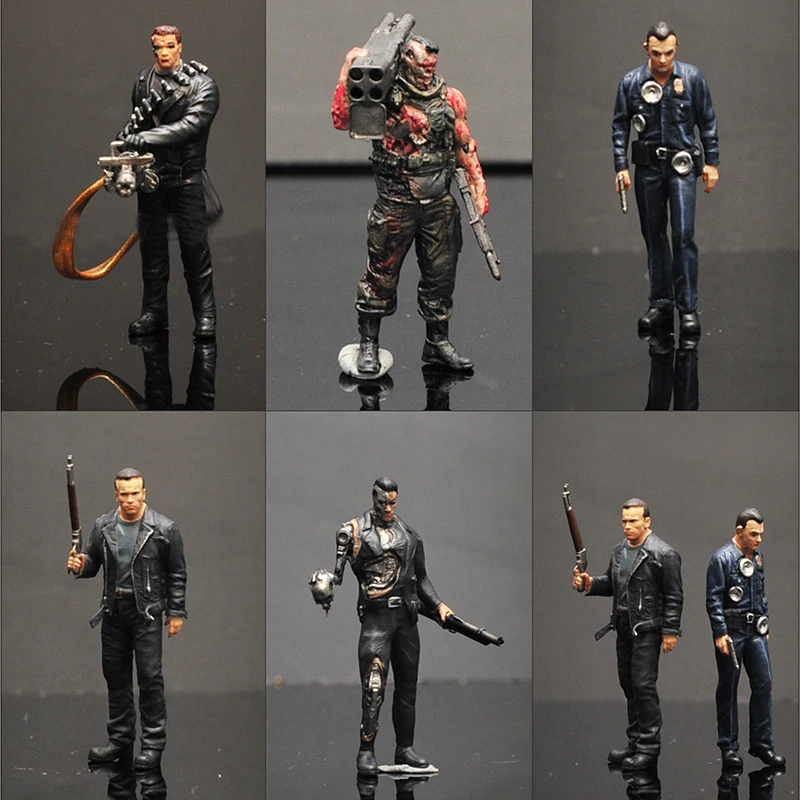 

1/64 Doll Film Character Schwarzenegger Robot T800 MINI Car Model Scene Display Ornament Toy Static Figure For Collection