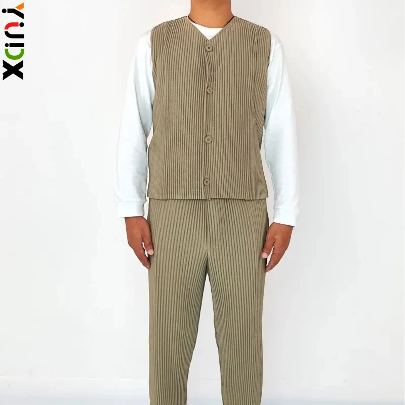 Плиссированная Осенняя Новая мужская Повседневная Деловая жилетка YUDX Miyake модная