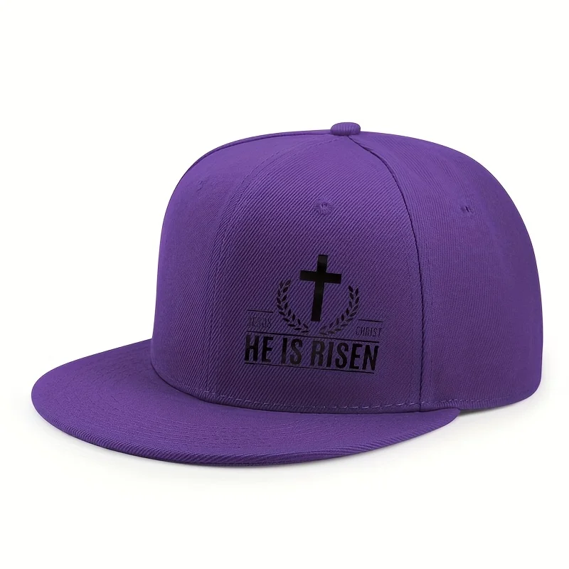 Фото Бейсболка с плоским козырьком He Is Risen Cross Christian Easter, полиэстеровая, регулируемая, унисекс №4
