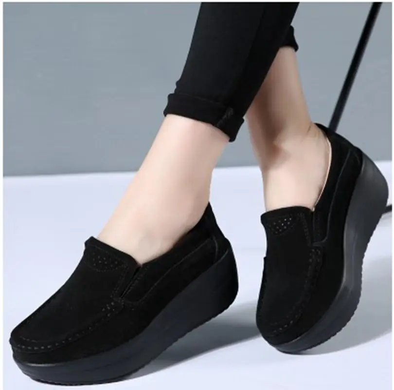 

Spring Autumn Women Flats Platform Loafers Ladies Work Genuine Leather Comfort Soft Moccasins Nursing Slip On Casual Shoes