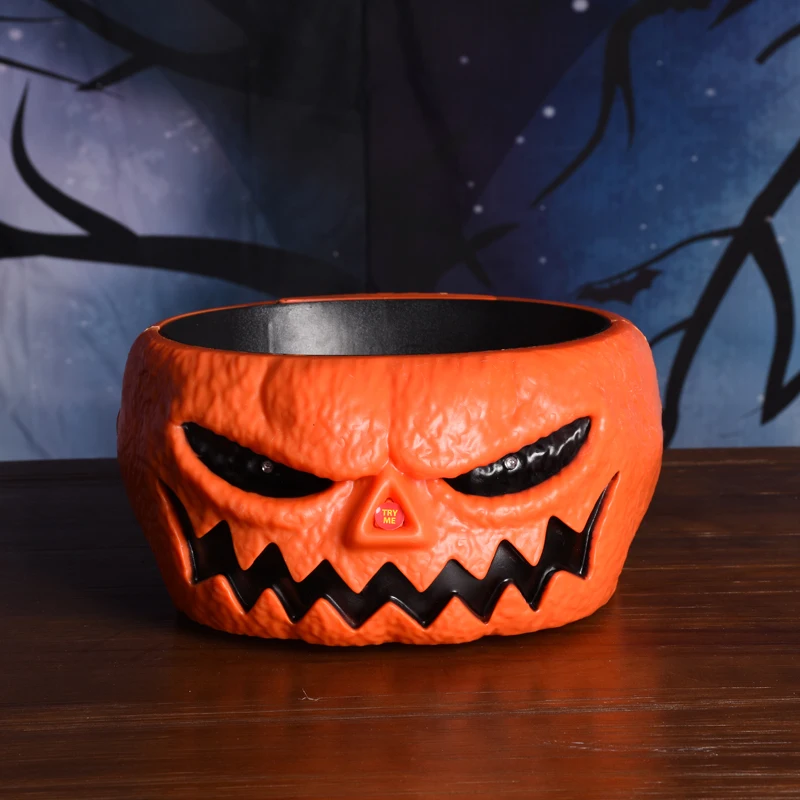 Halloween Electric Toy Candy Bowl with Jump Skull Hand Scary Eyes Party Creepy Decoration Haunted Skull Bowl Ktv Bar Horror Prop