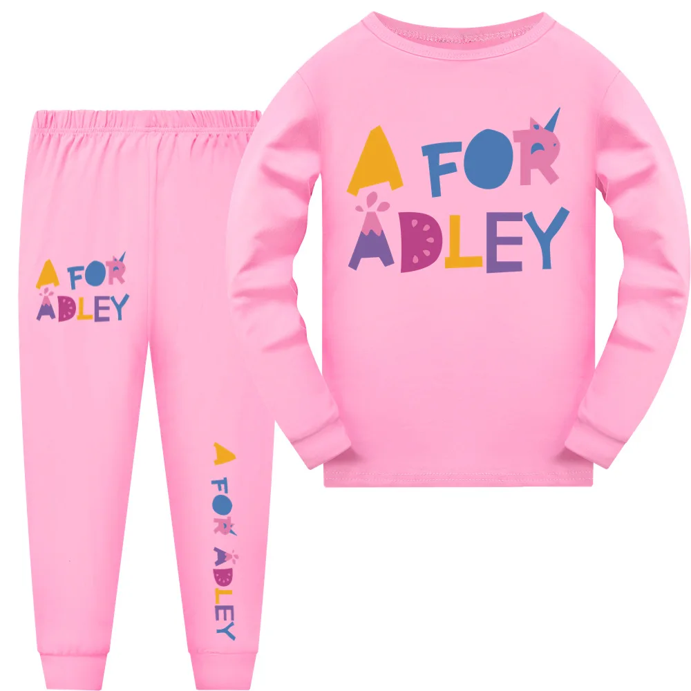 Новинка мультяшная одежда A для ADLEY пижама с длинным рукавом девочек футболка и