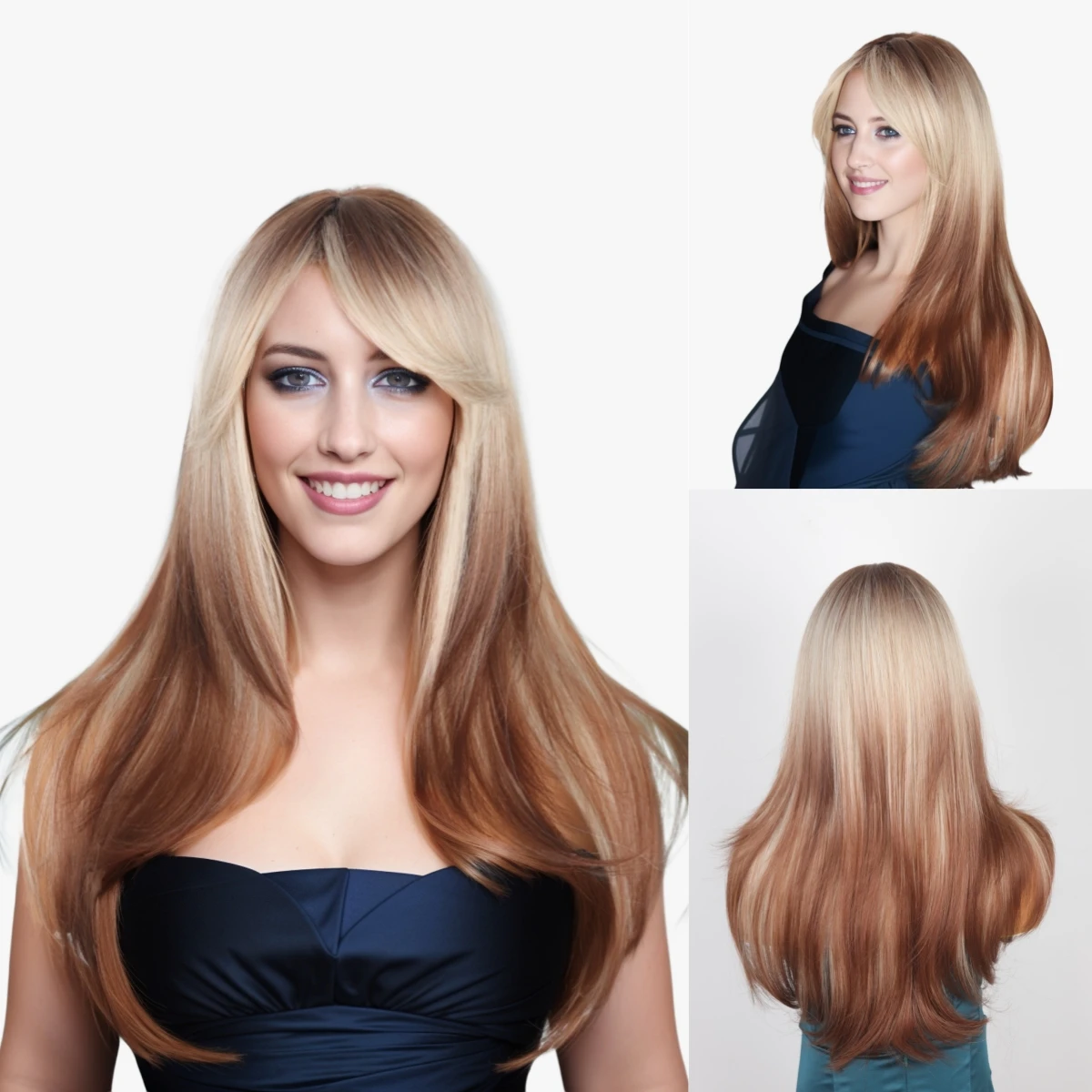 Синтетический парик с градиентом Коричневый женский длинный прямой обруч для