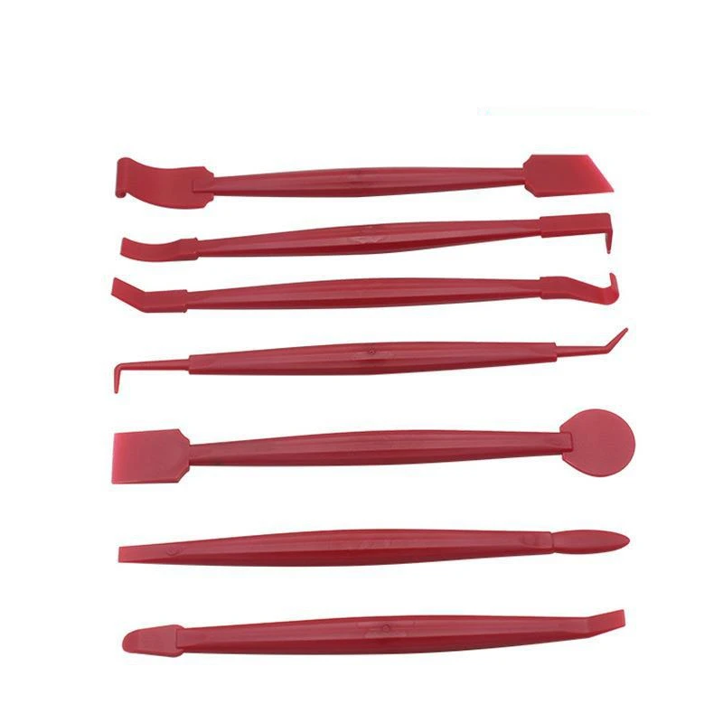 

7Pcs Car Wrap Vinyl Scrapers 3D Carbon Fiber Decal Film Micro Squeegee Felt Kit Wrap Vinyl Tools Red Universal Car Accessories