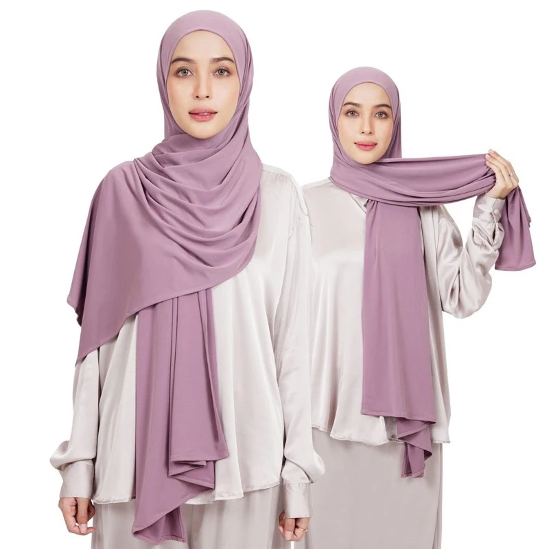 Écharpe Hijab en Jersey de coton pour femmes musulmanes  écharpe instantanée  avec cerceau  sans